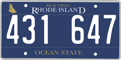 RI license plate 431647