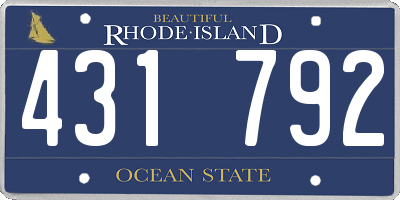 RI license plate 431792
