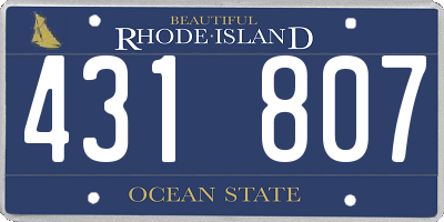 RI license plate 431807