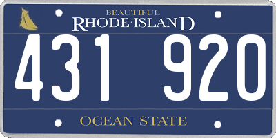 RI license plate 431920