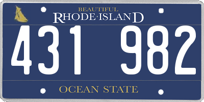 RI license plate 431982