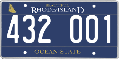RI license plate 432001