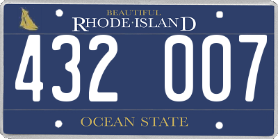 RI license plate 432007