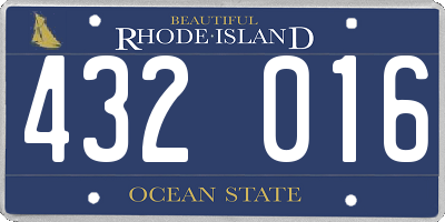 RI license plate 432016