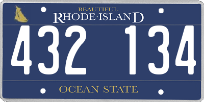 RI license plate 432134