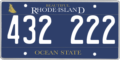 RI license plate 432222