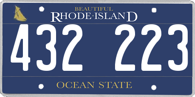 RI license plate 432223