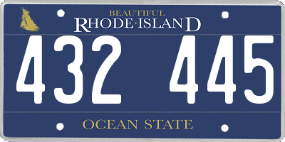 RI license plate 432445