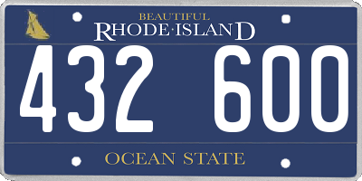 RI license plate 432600