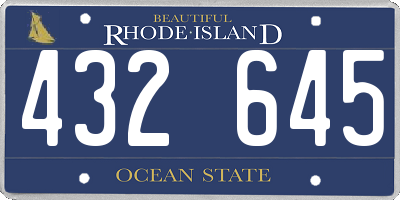 RI license plate 432645