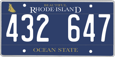 RI license plate 432647