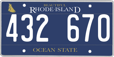 RI license plate 432670