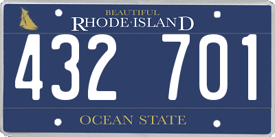 RI license plate 432701