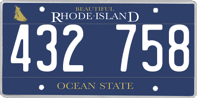 RI license plate 432758