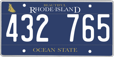 RI license plate 432765
