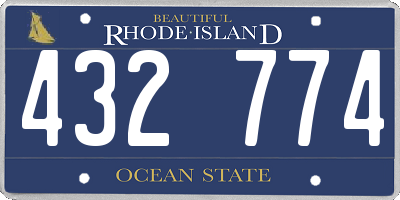 RI license plate 432774