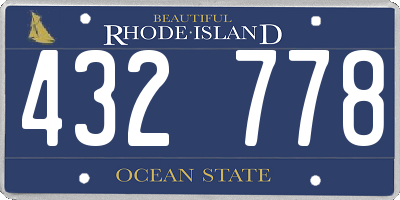 RI license plate 432778