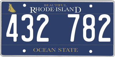 RI license plate 432782