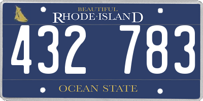 RI license plate 432783