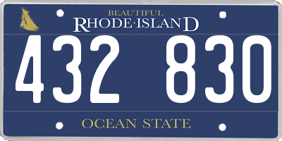 RI license plate 432830