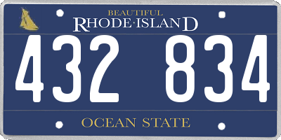 RI license plate 432834