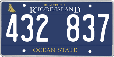 RI license plate 432837