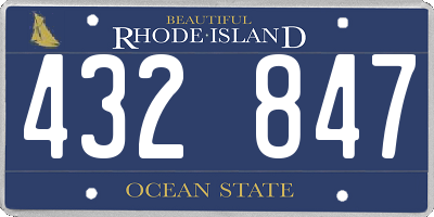 RI license plate 432847