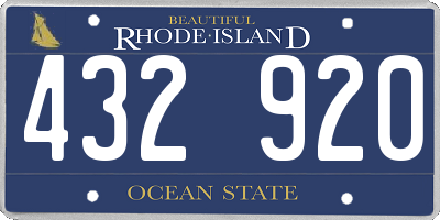 RI license plate 432920