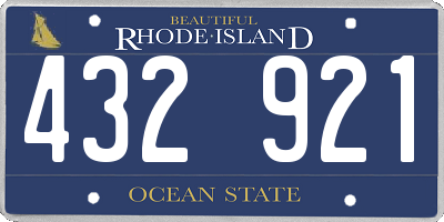 RI license plate 432921