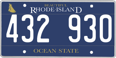 RI license plate 432930