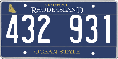 RI license plate 432931
