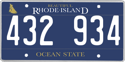RI license plate 432934