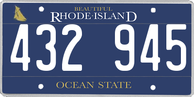 RI license plate 432945