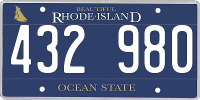 RI license plate 432980