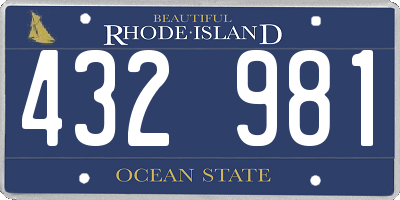 RI license plate 432981