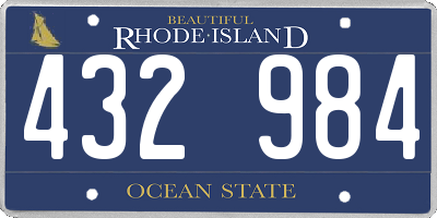 RI license plate 432984