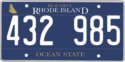 RI license plate 432985