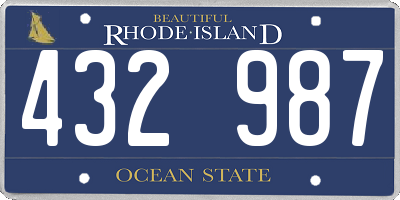 RI license plate 432987