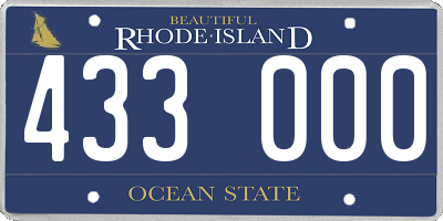 RI license plate 433000