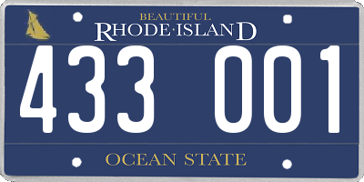 RI license plate 433001