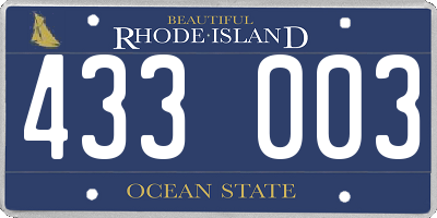 RI license plate 433003