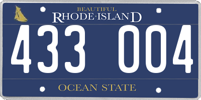 RI license plate 433004