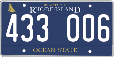 RI license plate 433006