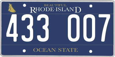 RI license plate 433007