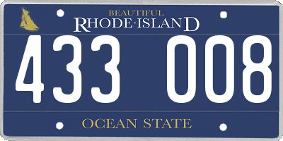 RI license plate 433008