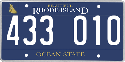 RI license plate 433010