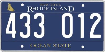 RI license plate 433012