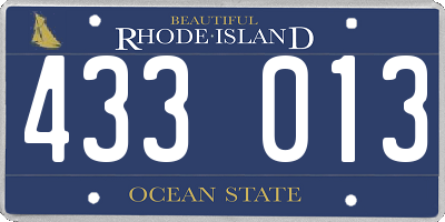 RI license plate 433013