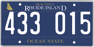 RI license plate 433015