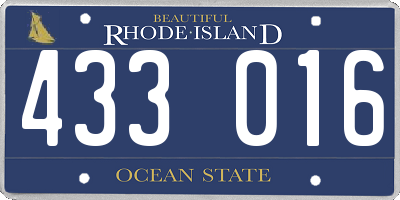 RI license plate 433016